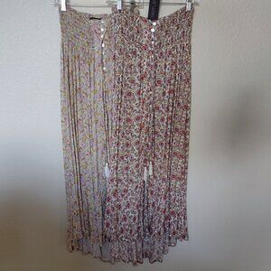2 Rachel Zoe smocked waist button front Maxi skirts M